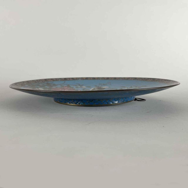 Blue Meiji Japanese Cloisonne Plates, 1868, Set of 2 For Sale - Image 8 of 10