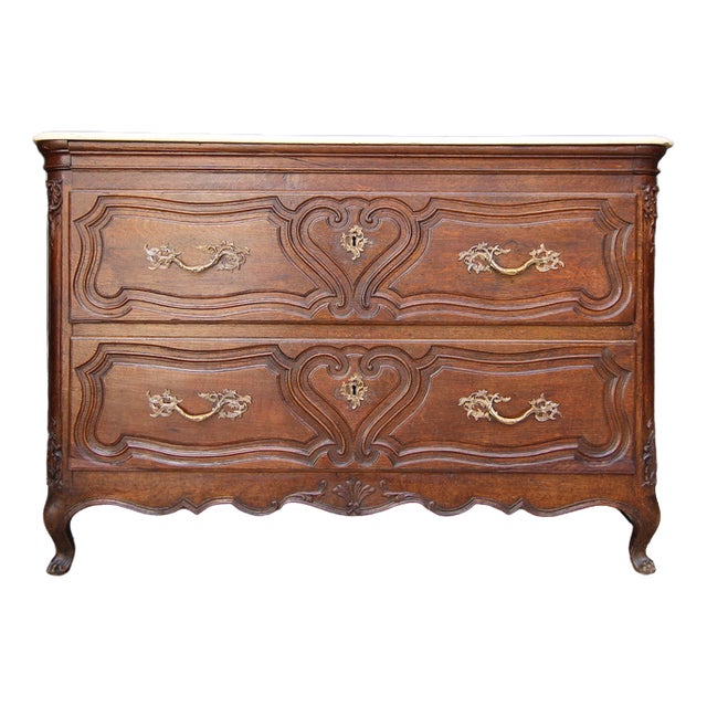 Oak Chest of Drawers with Marble Plate, 1700s For Sale