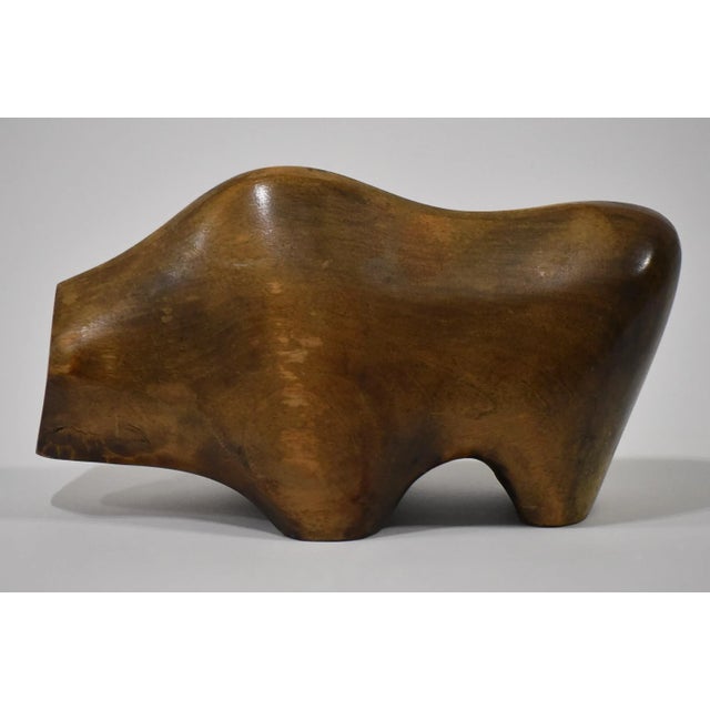 Mid 20th Century Vintage Mid Century Modern Wood Bull Modernist Table Sculpture For Sale - Image 5 of 10