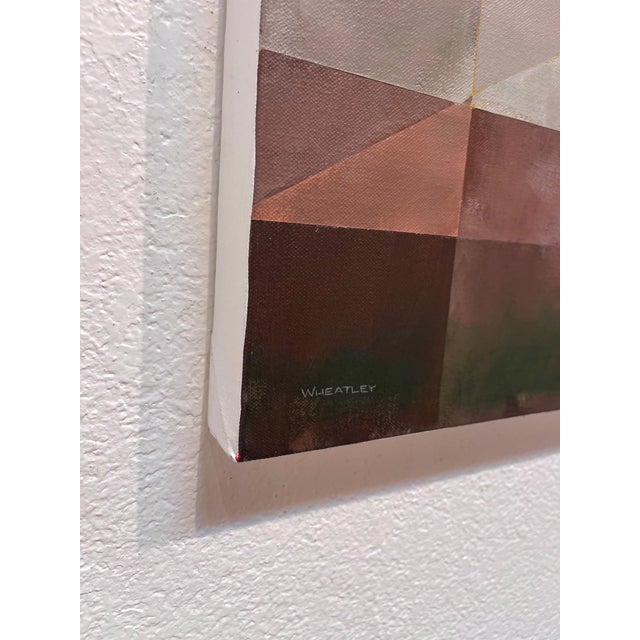 Contemporary Alizarine Sky by Justin Wheatley | Acrylic on Canvas Barn Landscape With Pink Sky For Sale - Image 3 of 11