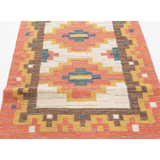 Vintage Swedish Rolakan Runner by (GK) Size: 3'2" × 7'6" (96 × 228 cm) This vintage Swedish flat-weave runner, attributed...