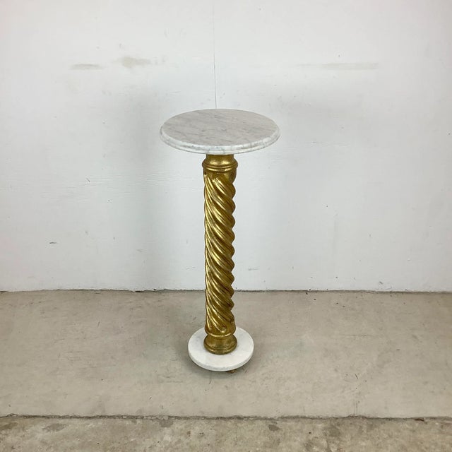 Art Deco Antique Marble and Gilt Display Pedestal For Sale - Image 3 of 11