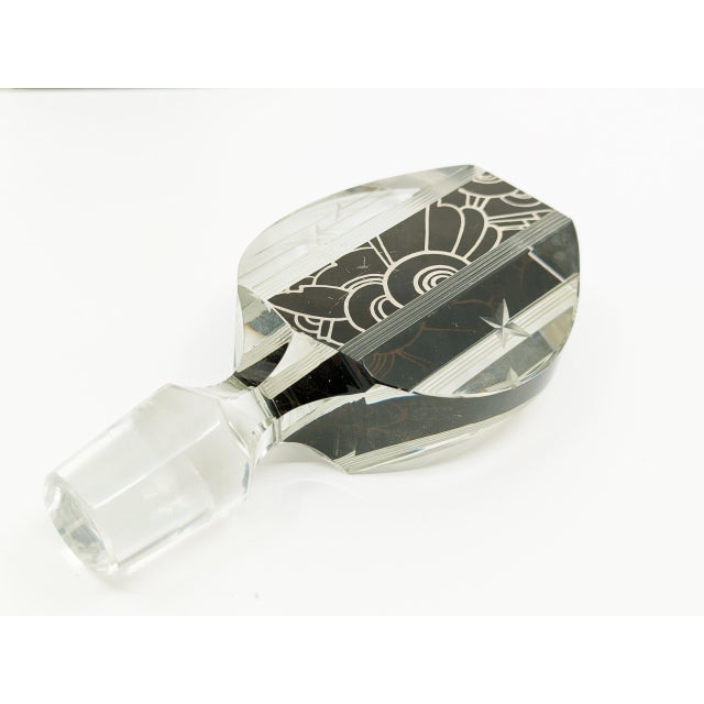 Art Deco Mirrored and Grinded Glass Decanter Set attributed to Karel Palda, 1930s, Set of 7 For Sale - Image 9 of 14