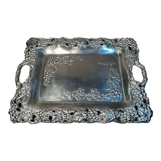 Arthur Court Grape Cluster Cast Aluminum Serving Tray, Signed For Sale