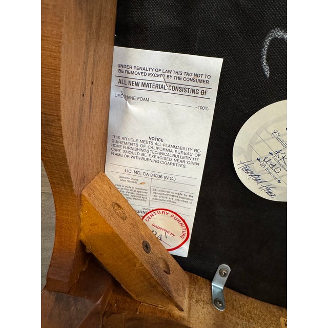 Century Furniture “Town & Country” Dining Chairs – Robert Allen Fabric & Bison Nutmeg Leather For Sale In Portland, OR - Image 6 of 8