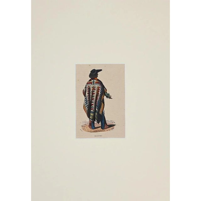 Man from Puebla is an original hand-watercolor lithograph on ivory paper by Anonymous Artist of 19th Century, in 1849. In...