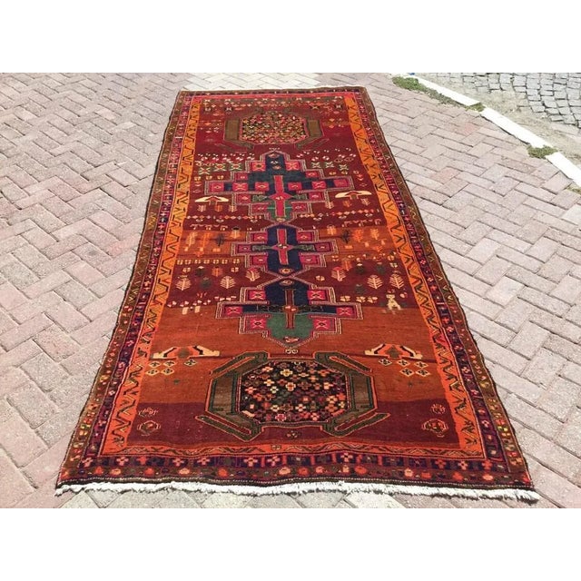 Burnt Orange Vintage Turkish Wide Rug Runner - 56" X 124" For Sale - Image 10 of 10