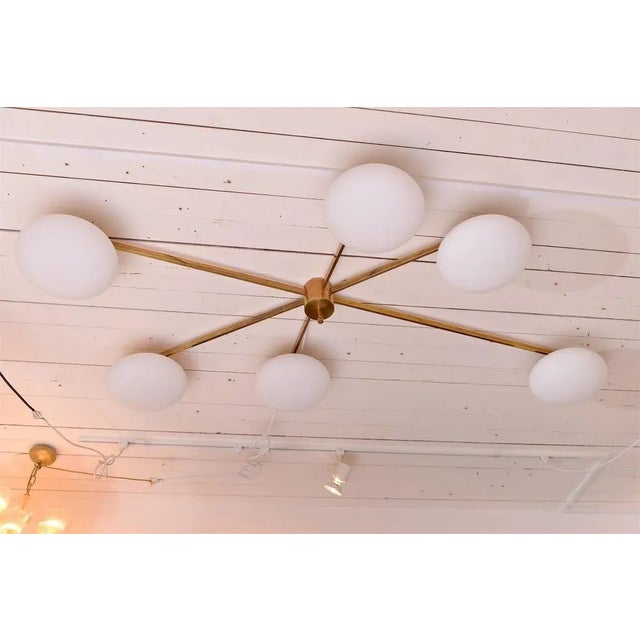 Arredoluce Brass & Opaline Flush Mount from Arredoluce, 2019 For Sale - Image 4 of 4