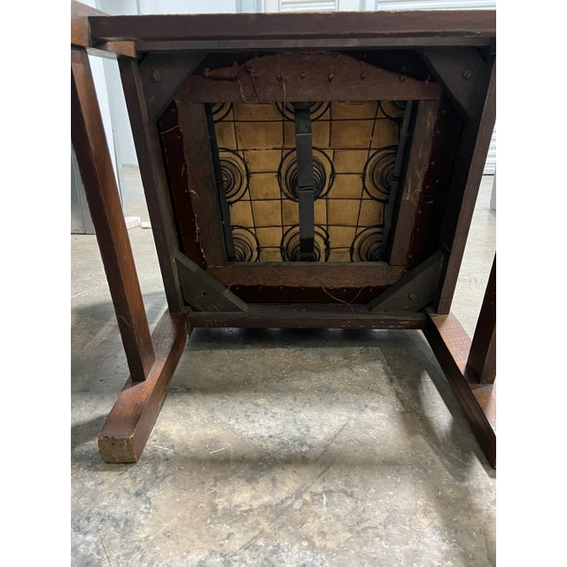 Early 1900s Antique Stickley Bros. Arts & Crafts Oak Chair With Velvet Upholstery For Sale - Image 12 of 12