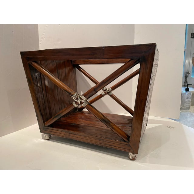 Contemporary Wooden and Silver Wrapped Magazine Stand For Sale - Image 10 of 11