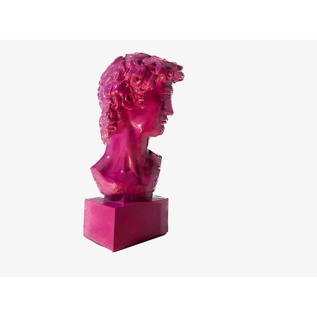 Plastic Vintage Pop Art Michelangelo’s David Bust in Post-Modern Neon Fuchsia Circa 1980s For Sale - Image 7 of 12