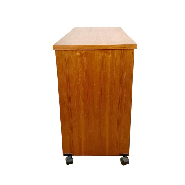 Vintage Mid-Century Modern Teak Rolling Desk or Console Table For Sale - Image 14 of 18