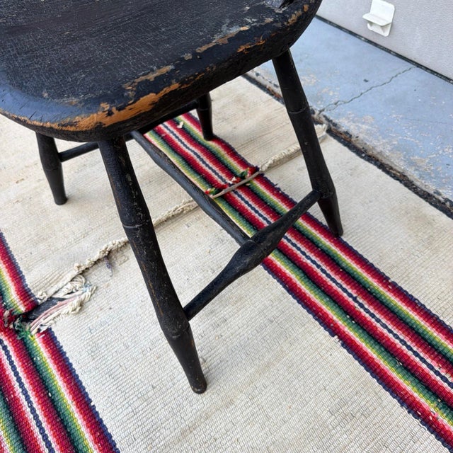 Antique Black Painted Bow-Back Kitchen Windsor Side Chair, Ca. 1800 For Sale - Image 11 of 12