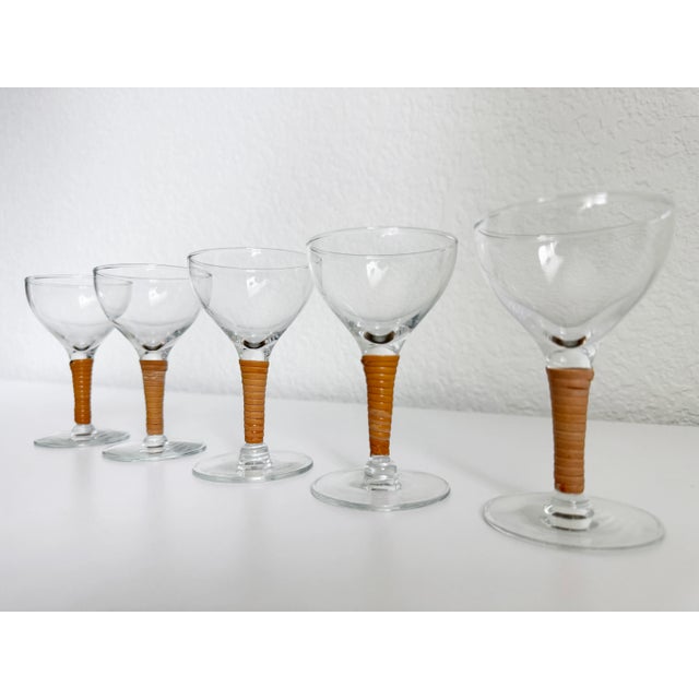 1940s 1940s Carl Auböck Rattan Wrapped Aperitif Glasses- Set of 5 For Sale - Image 5 of 7
