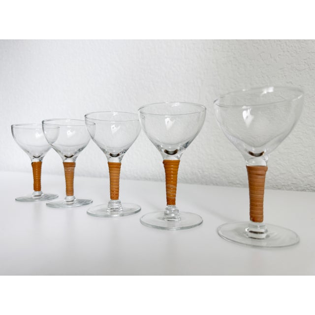 1940s 1940s Carl Auböck Style Rattan Wrapped Aperitif Glasses- Set of 5 For Sale - Image 5 of 7