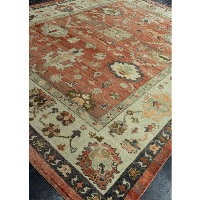 Terra Cotta Turkish Oushak Old Wool Rug 9'3" x 11'11" #30136 For Sale - Image 8 of 8