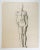Vintage charcoal on paper male figural study by Geneva Flores Hart Fell (1906-2008) Texas, circa 1950s. Unsigned, from the...