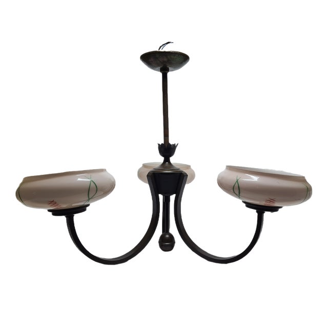 Art Deco Glass Chandelier, Poland, 1930s For Sale