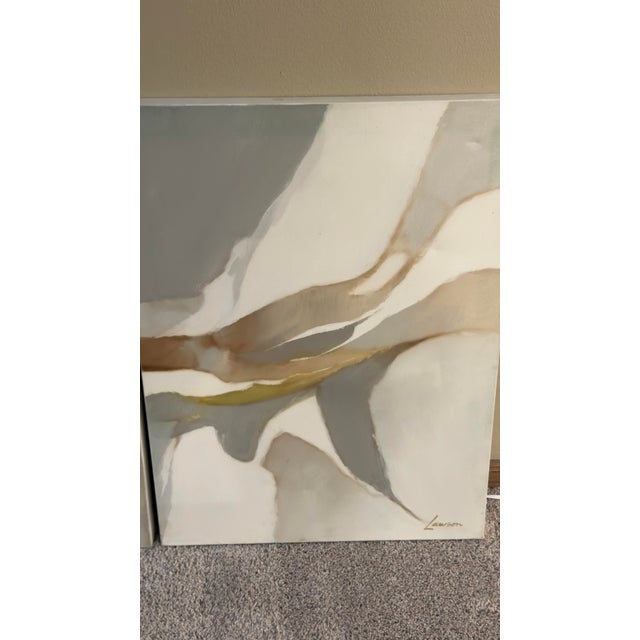 1960s R. Lawson “Interlude” Vintage Abstract Triptych Painting For Sale - Image 5 of 9