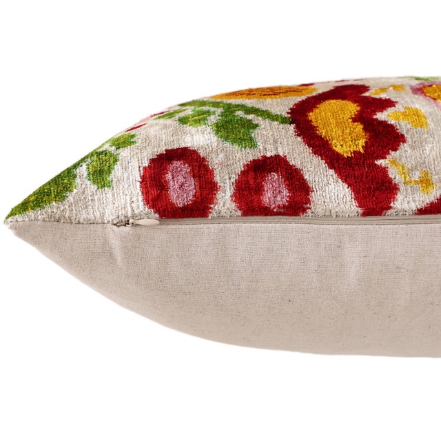 Luxury Floral Silk Velvet Lumbar Pillow 16x24 | Handmade & Vegetable Dyed For Sale In San Francisco - Image 6 of 8