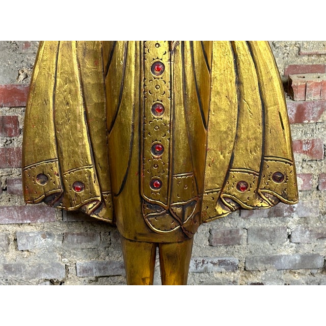 Gold Burmese Mandalay Buddha in Gilded Carved Wood, 1970s For Sale - Image 8 of 14