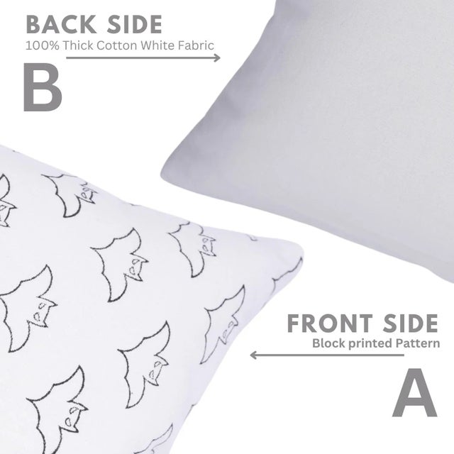 Fabdivine Haunted Harvest Vibes Spooky Elegance Handmade Block Print Pillow Covers for Fall Size-20x20 For Sale - Image 4 of 6