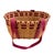 Farmhouse Vintage American Handwoven Splint Basket With Burgundy Accent. For Sale - Image 3 of 7