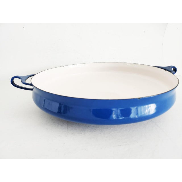 Vintage Dansk Kobenstyle Blue Enamel Paella Pan Designed by Jens Quistgaard For Sale In Miami - Image 6 of 10