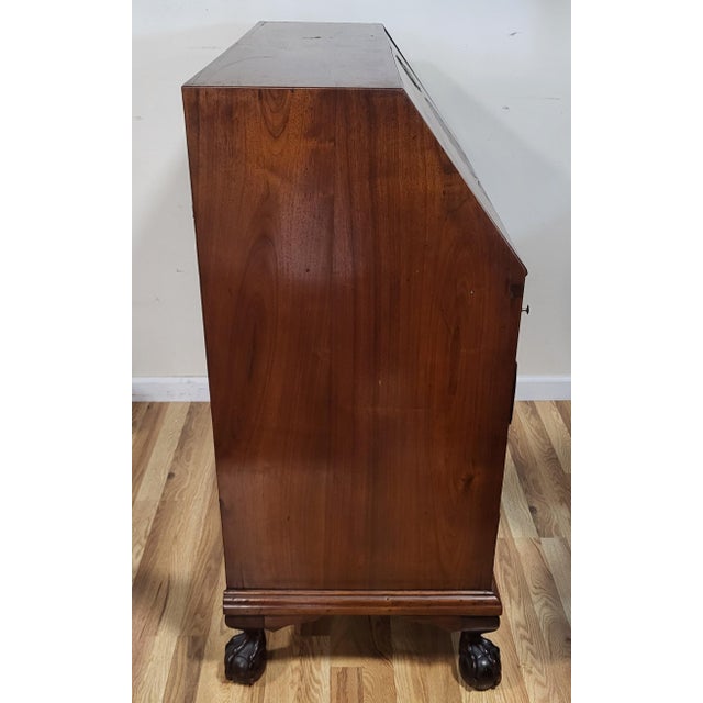 Wood Antique American Early 19th C Mahogany Chippendale Ball & Claw Slant Front Desk For Sale - Image 7 of 15