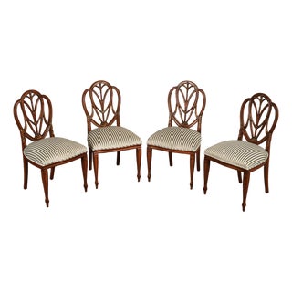 Hepplewhite Style Quality Set of Four Shield Back Dining Chairs For Sale