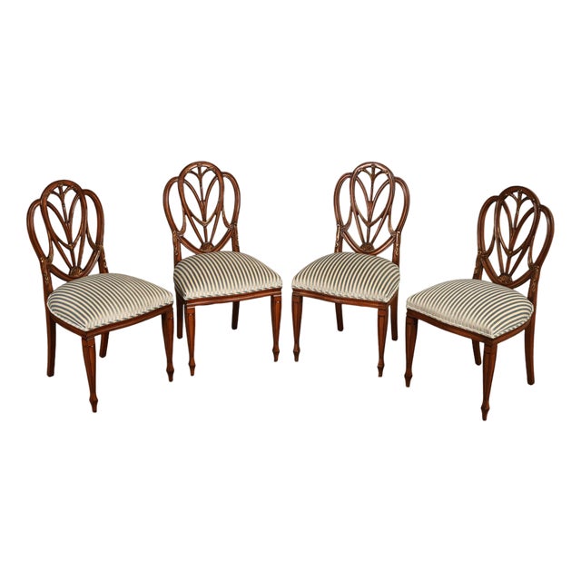 Hepplewhite Style Quality Set of Four Shield Back Dining Chairs For Sale
