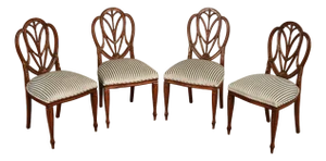 Hepplewhite Style Quality Set of Four Shield Back Dining Chairs