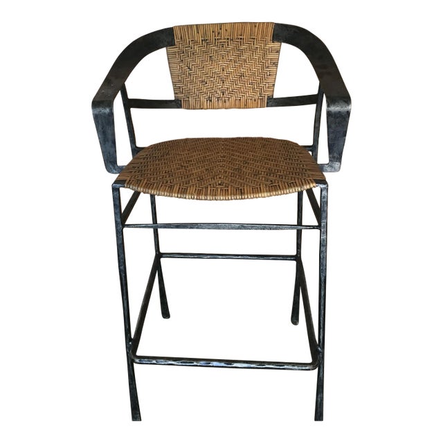 Wrought Iron Petal Arm Counter Stool For Sale