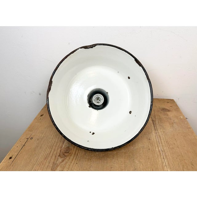 Industrial Grey Enamel Factory Lamp, 1960s For Sale - Image 12 of 13