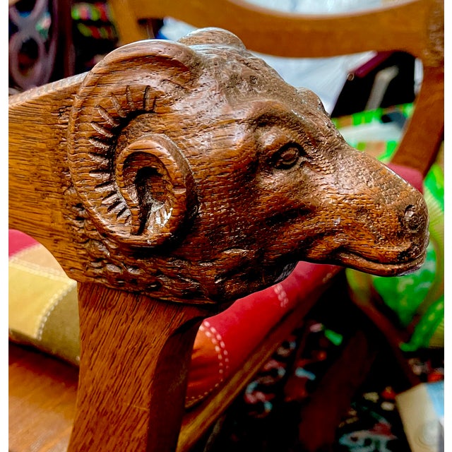 Late 19th Century Royal Antique Carved Wood Ram Head Throne For Sale - Image 10 of 10