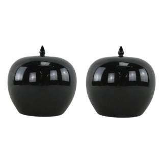 A Pair of Black Watermelon Jars, Republic of China Period For Sale