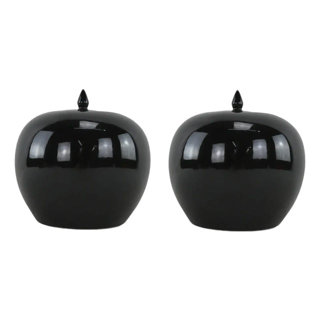 A Pair of Black Watermelon Jars, Republic of China Period For Sale