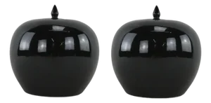 A Pair of Black Watermelon Jars, Republic of China Period