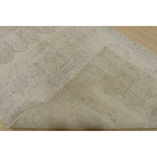 Tabriz Rug 5’11” X 9’2” Beige Wool Vintage Distressed Hand-Knotted Carpet For Sale - Image 14 of 15