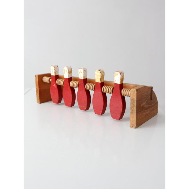 Mid-Century Modern Mid-Century Wooden Tabletop Bowling Game For Sale - Image 3 of 13