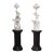 Pair of Monumental Antique Italian Carved Alabaster Venus & Cupid Figural Torchiere Lamps on Black Marble Pedestals For Sale