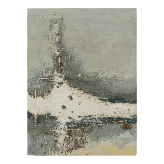 Rug & Kilim’s Abstract Rug in Gray, White and Blue Patterns For Sale