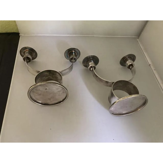 Silver Art Deco Bauhaus Candlesticks, Set of 2 For Sale - Image 8 of 12
