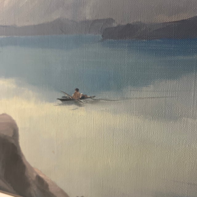 Textile 20 Th Century European School Oil on Canvas Framed Signed by Danish Artist Evelyn Thorbjorn ( 1911-1985) Titled Inuit Morning For Sale - Image 7 of 10