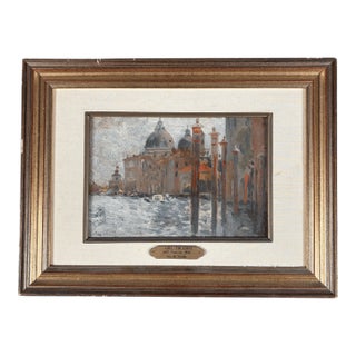 Late 19th Century Louis Abel Truchet (1857-1918) Paysage Vue De Venise Peinture À l'Huile Sur Panneau For Sale