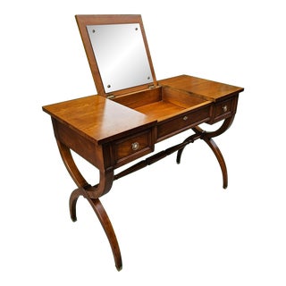 Mid 20th Century Kindel Furniture Hollywood Regency X-Base Vanity Dressing Table With Flip-Top MIrror For Sale