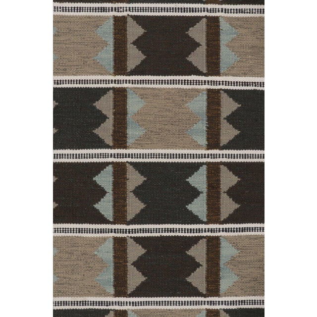 Rug & Kilim’s Scandinavian-Inspired Rug, Beige-Brown and Blue Geometric Patterns For Sale In New York - Image 6 of 10