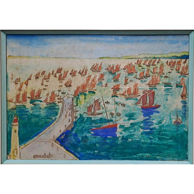 Elisée Maclet, Cancale, The Departure of The Caravan, Ink and Gouache For Sale