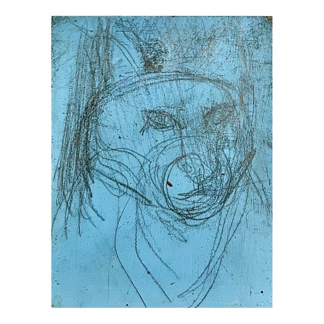 Edward Avedisian, Mod Abstract Expressionist Modernist Oil Painting Dog Drawing Edward Avedisian For Sale
