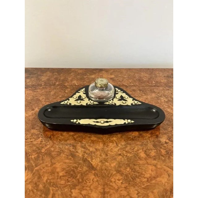 Mid 19th Century Victorian Ebonised and Brass Desk Set ,1860s, Set of 2 For Sale - Image 5 of 7
